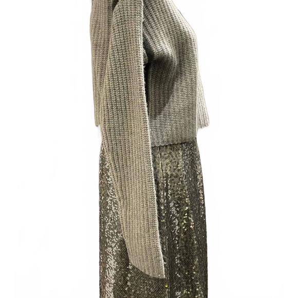 NEW BRAZEAU TRICOT women's cashmere soba funnel neck sweater in steel - Picture 3 of 4